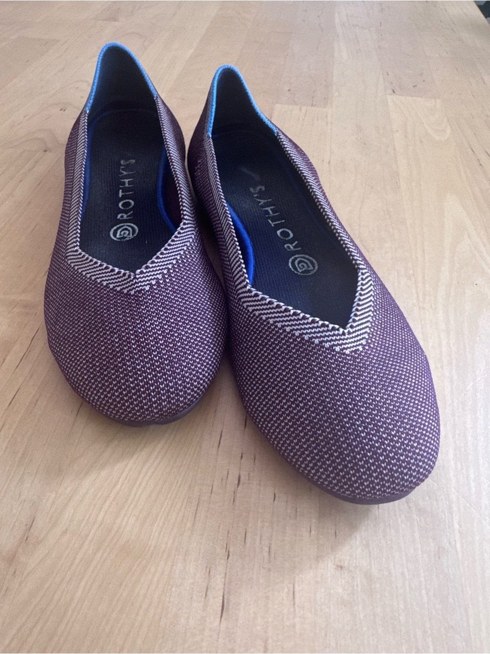 Rothy's Women's Plum Knit Ballet Flats with Blue Lining